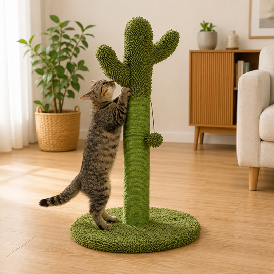 Griffoir en forme de cactus avec corde en sisal