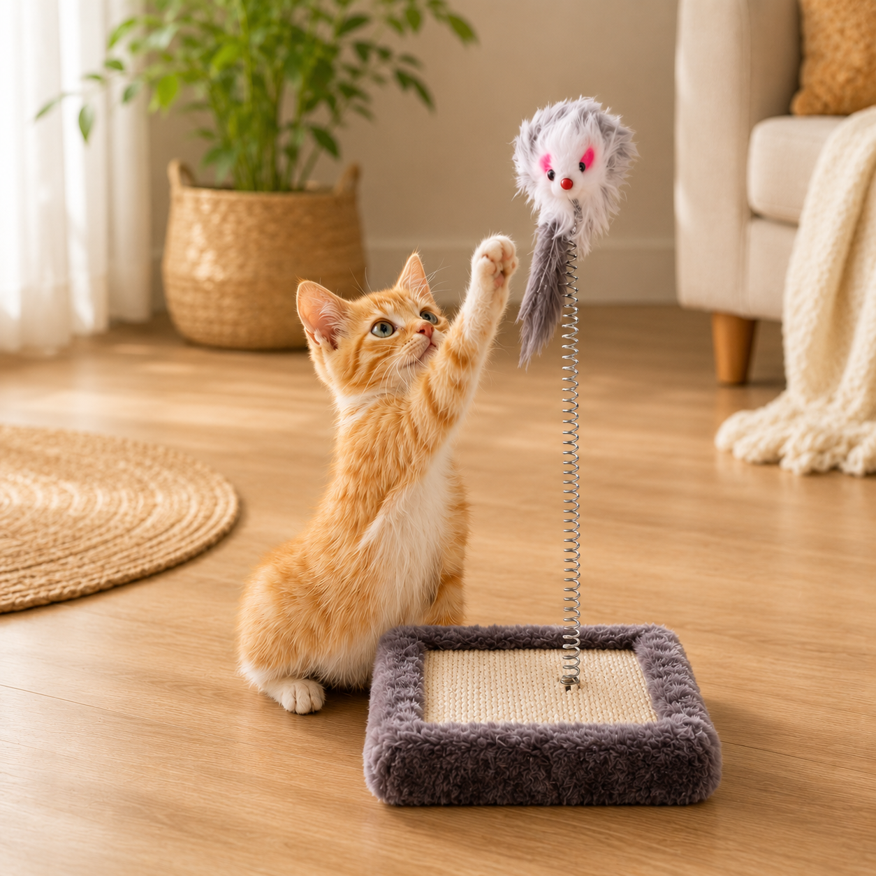 Jouet oscillant 360° avec griffoir pour chats