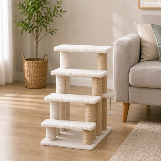 Escalier pour chats avec griffoirs intégrés