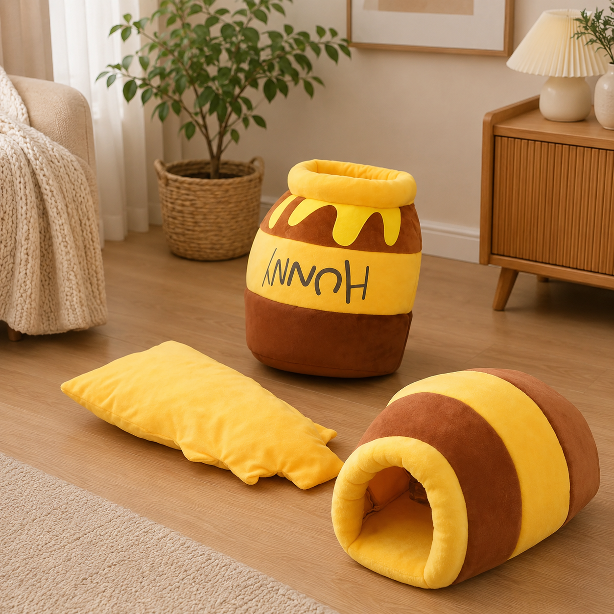 Lit douillet en forme de pot de miel