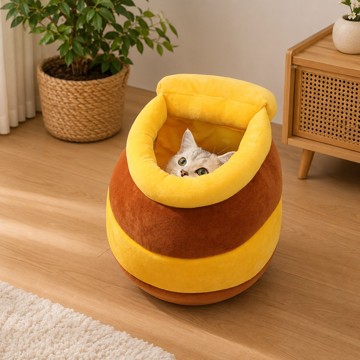 Lit douillet en forme de pot de miel